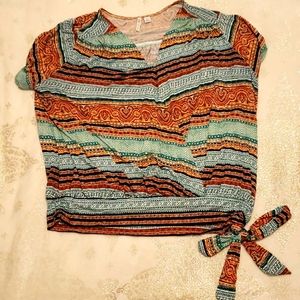 Multi colored V Neck Blouse